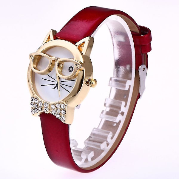 Söta Glasögon Katt Kvinnor Analog Quartz Urtavla Watch,vuxen,hona