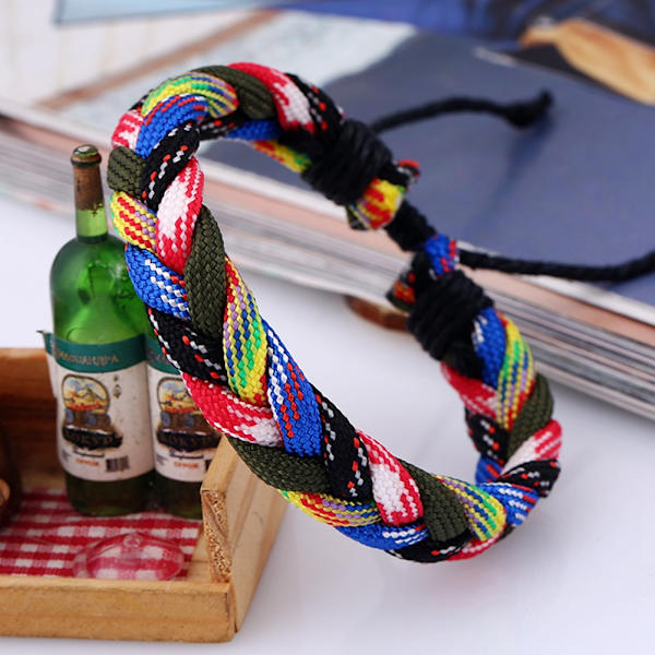 Män kvinnor färgglada vävda armband unisex handgjorda nylon rep armband gåva