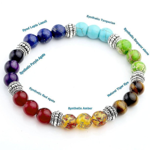 7 Chakra Kristaller Ädelstenar Healing Beads Armband Kvinnor Natursten Yoga Reiki Balancing Mala Meditation Beaded,barn,hane