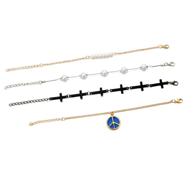 4 st fashionabla kvinnor flicka pärla legering hänge armband set smycken tillbehör