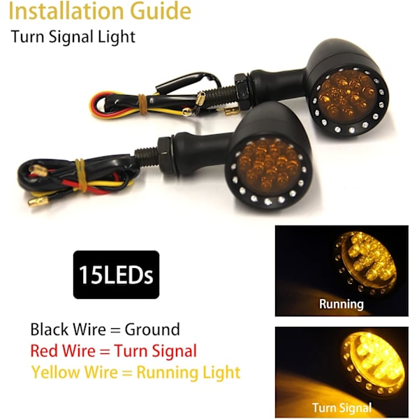 LED Motorcykel Blinklys Motorcykel Blinklys Aluminium Kugle Mini Blinker Blinklys Baglygter 10mm Retro Lampe Vandtæt Universal 12V til Crui