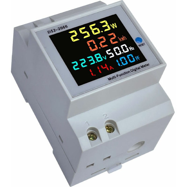 Energiförbrukningsindikator D52-2066 Enfas hushållsintelligent wattimme-mätare elektrisk skena-typ multifunktions wattimme-mätare LCD-display