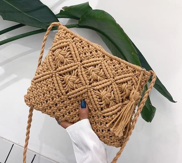 Kvinnor Handgjorda Beach Axelväskor Sommarsemester Tofs Handväska Casual Messenger Väskor Crossbody-väskor