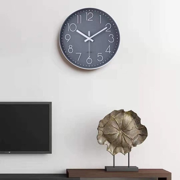 Modern Silent Non-Ticking Wall Clock, Silent Mute Wall Clock Väggpendel för sovrum Kök Vardagsrum Grå 30CM