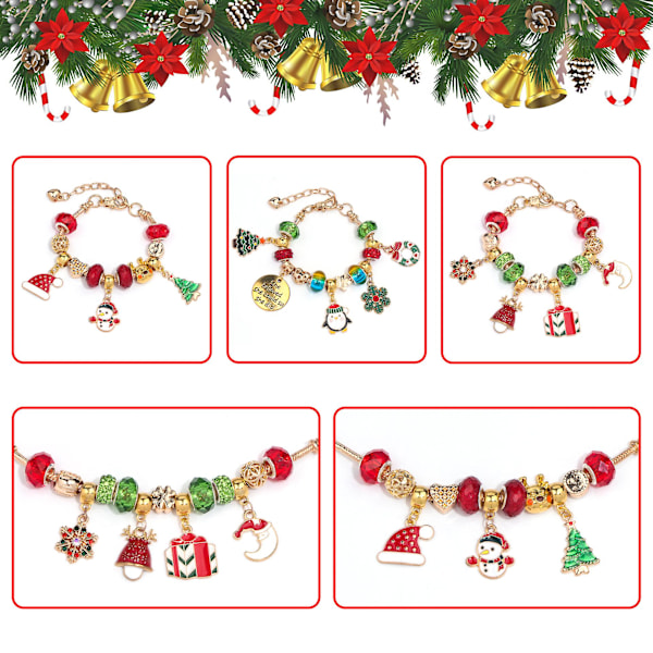 Adventskalender 2023 Girls Christmas Charm Armband Countdown Calendar for Kids, 24 Grid Christmas Countdown Calendar Surprise Hand Armband Smycken B