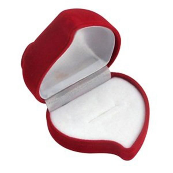Lyx Röd Kärlek Hjärta Flockad Ring Box Förlovning Bröllop Förslag