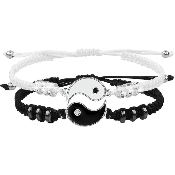 2/4st Tai Chi Yin Yang Par Armband Halsband Set Hänge Justerbar Braid Chain Armband Matchande Lover Armband Choker(silver Armband Set),ki