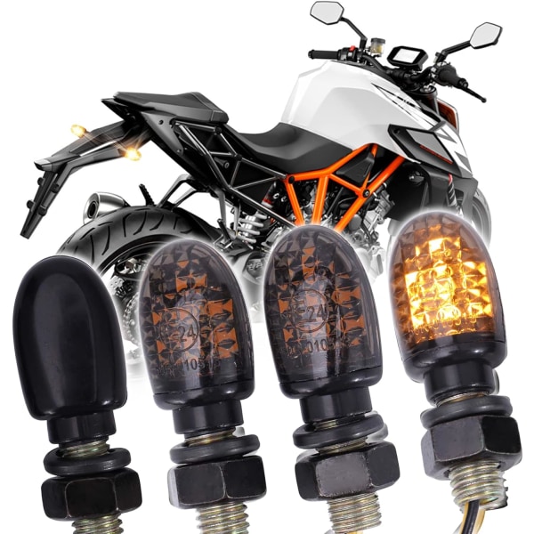 4 kpl Moottoripyörän LED-vilkkuvalot E24 Hyväksytty 7 LED-mikroilmaisinta 12V Universal 2835 SMD Mini Waterproof Bulb M8 Cruiser Bobber Chopper S:lle