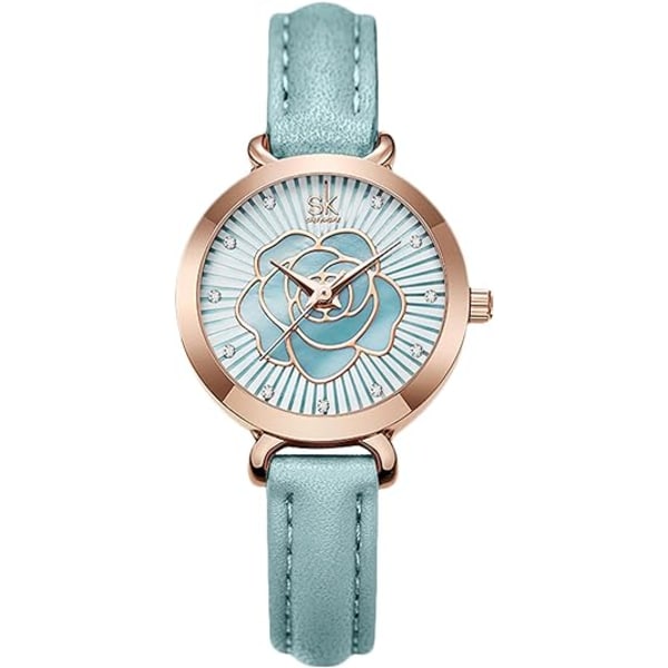 Kvinnor Analog Quartz Watch Watch Casual Armbandsur Enkel Diamond Watch Vattentät läderrem Watch