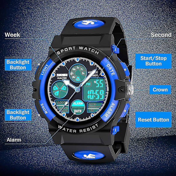 Vattentät watch Flickor/pojkar Digital watch för barn - Populära presenter för barn, vuxen, unisex