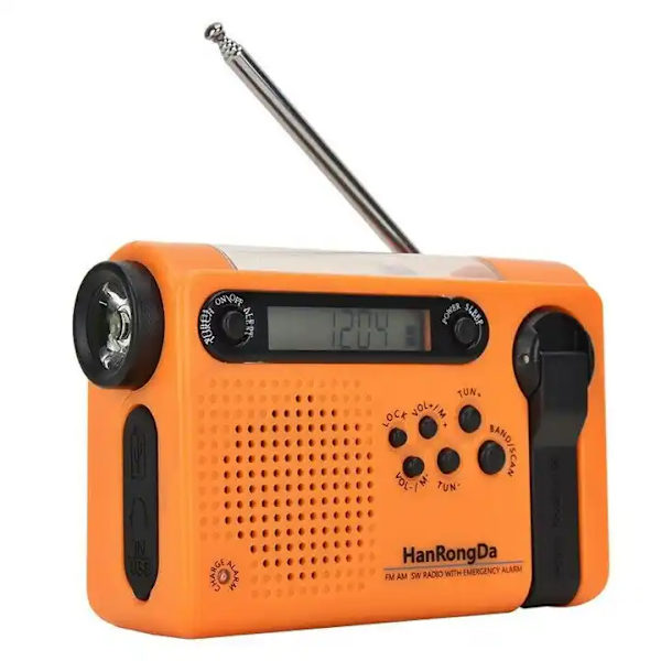 Nödradio, bärbar solvindsradio med väder/AM/FM-radio med SOS-larm, batteridriven, inbyggd 2500mah powerbank, ficklampa och läslampa f