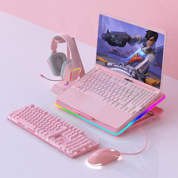 AJ52 Gaming Mouse Kabelansluten, 7 programmerbara knappar, datormöss med RGB LED-bakgrundsbelyst, 200 4000 DPI Justerbar, för Windows Mac OS Linux (Rosa)