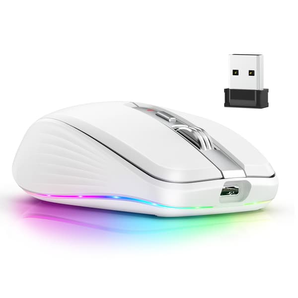 Gamingmus, Ergonomisk RGB Optisk, för Win OS X iOS Android, Vit