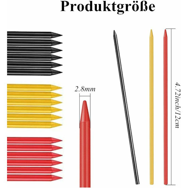 36 st 2,8 mm pennrefill, ersättningspennrefill, solida pennrefill för arkitekturritning (svart)