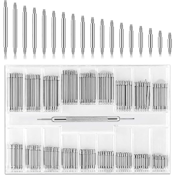 361 stk. Urremsstift-sæt til udskiftning, 8 mm - 25 mm Professionelle urremsstift i rustfrit stål med dobbelt-endede fjederstangværktøjs-sæt
