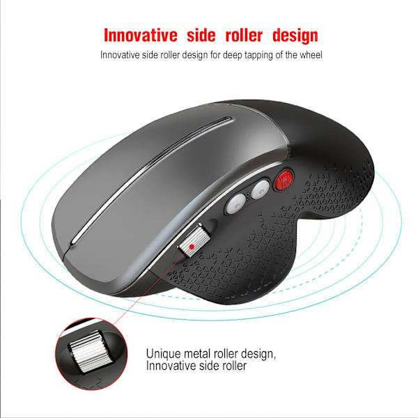 Trådlös Bluetooth mus, ergonomisk design, ljudlös, bärbar