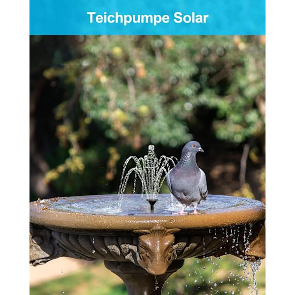 Ulkoilma-aurinkosuihkulähde - Aurinkolammupumppu - Vesielementti - Aurinkosuihkulähde ulkoilmaan suodattimella - Aurinkosuihkulähdepumppu 6 suuttimella kolibrilleille