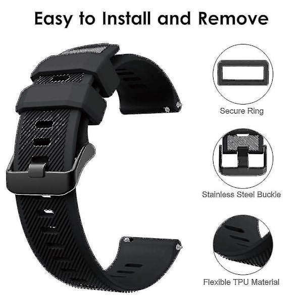 Armband för Forerunner 745, 22 mm silikonrem för Venu 2/garmin Vivoactive 4/forerunner 745, vuxen, unisex