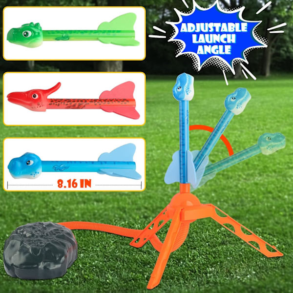 Dinosaur raketkastare för barn, Utomhusleksaker för barn,3 5 5 7 8 12,Stamping upp till 100 fot,Jul,Födelsedag,present till pojkar,flickor 3 4 5 6 Ja