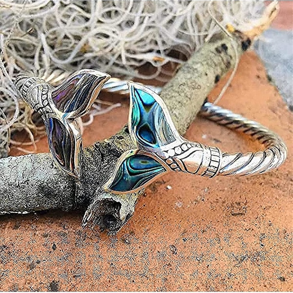 Mermaid Tail Armband Silver Abalone Shell Kvinnor Armring Flickor Marine Style Smycken Present,barn,hane