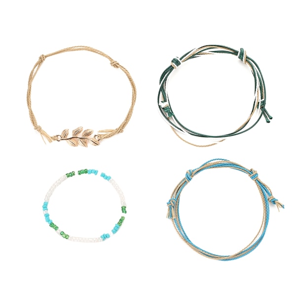4PCS National Style Hand Stickning Armband DIY Leaf Smycken Tillbehör
