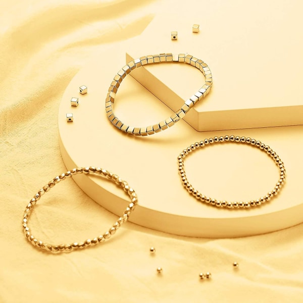 3000 stycken 4 mm släta runda pärlor Små distanspärlor Runda kulpärlor Sömlösa Släta lösa pärlor för armband Halsband Smycken Gör-det-själv hantverk (guld