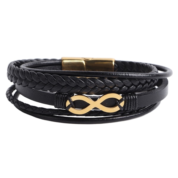 Herrarmband Simple Look Magnetiskt spänne Armband Svart Guld Flera lager Handgjorda läderstil Flätad armring
