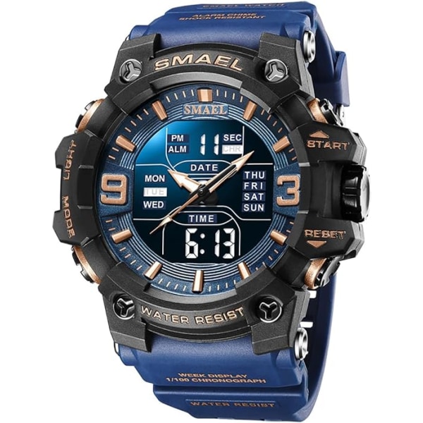 Märke Dual Time Analog Digital Quartz Herr Mode Watch Militär Vattentät Chronograph Elektroniskt armbandsur