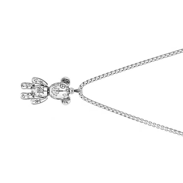 70 cm Längd Dam Halsband Tecknad Bear Pedant Snygg titan stål Elegant halsband