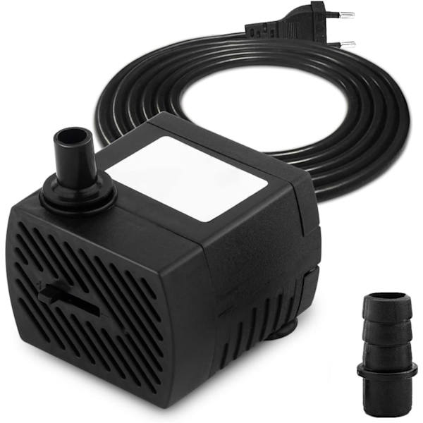 Mini vattenpumpar, extremt tysta med 1,5 m strömkabel, 350 l/h, 5 W, liten nedsänkbar fontänpump, 2 munstycken för akvarium, damm, trädgård, fontän