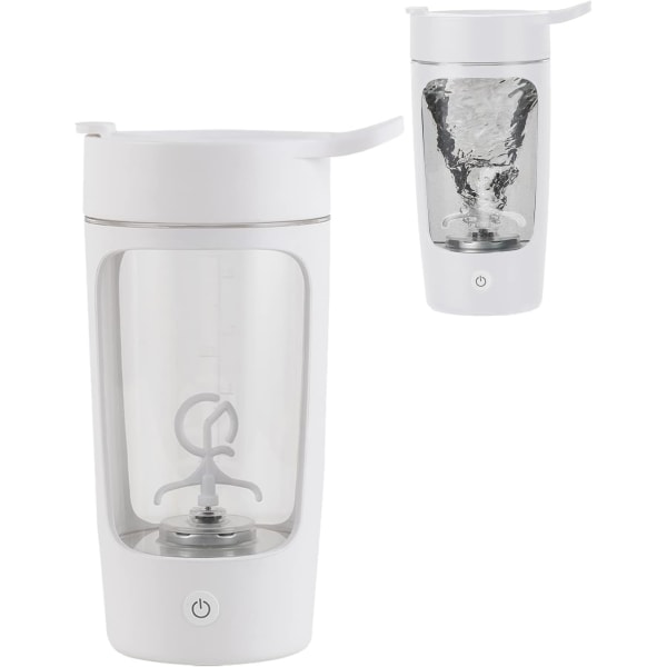 Elektrisk proteinshakerflaska, 22oz flaskmixer, uppladdningsbar bärbar virvelmixer, självomrörande kopp, automatisk blandningskopp för kaffe (vit)