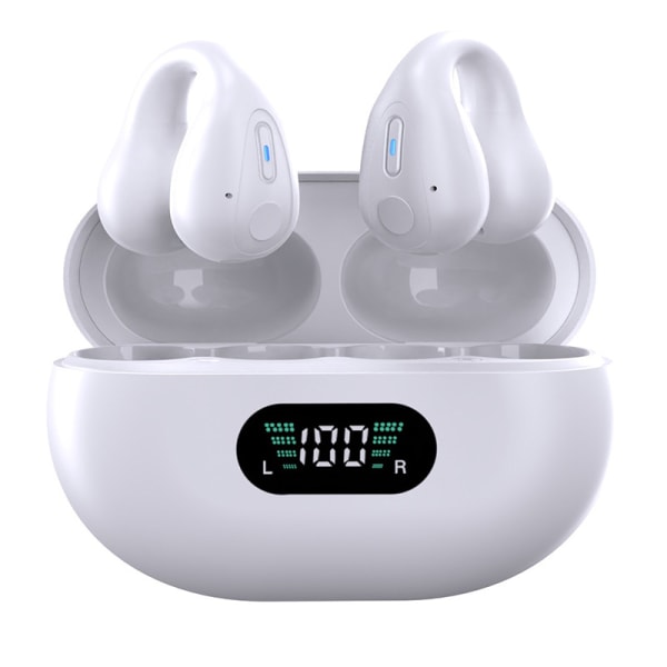 Öppna öronbenledningshörlurar, trådlösa hörlurar med clip on Bluetooth hörlurar med LED-display Case Playtime Öronproppar Vattentäta för R