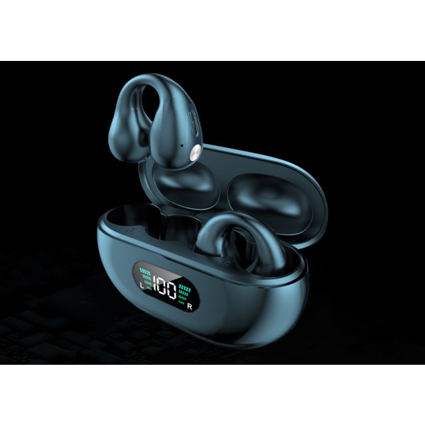 Öppen öronbenledning Hörlurar Trådlösa hörlurar med clip on med digital display Case 60 timmars speltid Bluetooth sporthörlurar inbyggda