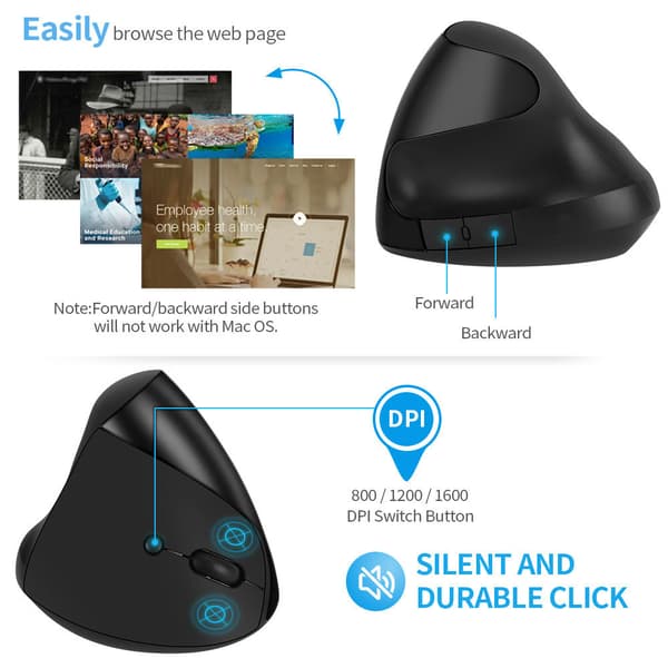 Mus trådlös Bluetooth bärbar dator och dator Precision (torr batteriversion svart)