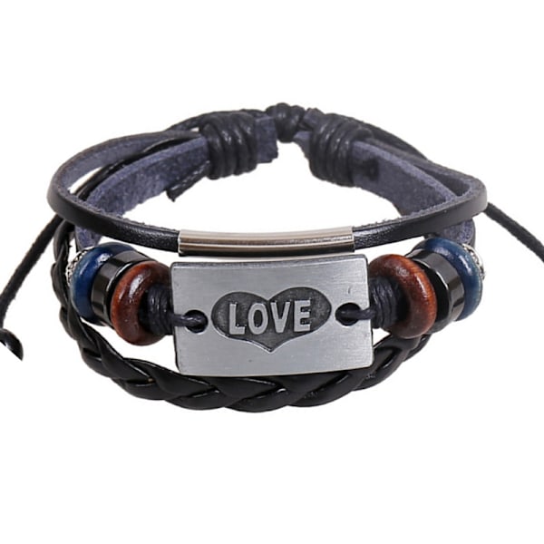 Universal 17 cm mode kärleksmönster handkedja läderarmband för flicka och pojke