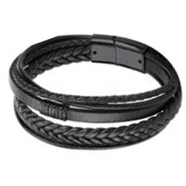 PU Läder Flätat Armband Herr Svart Enkelt Fashionabla Alloy Spänne Vävt Armband Smycken Tillbehör