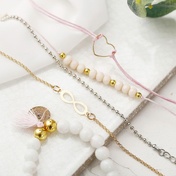 5 st vintage ihåliga hjärtformade hänge armband pärlor legering kedja smycken present