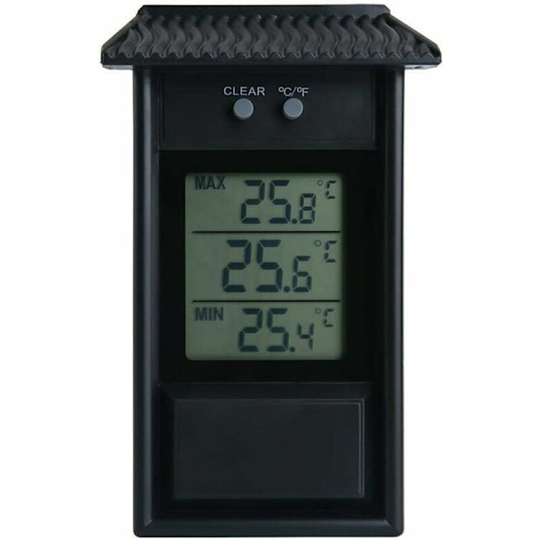 Max-Min digital växthustermometer - för trädgård, uteplats eller växthus Guazhuni（svart）