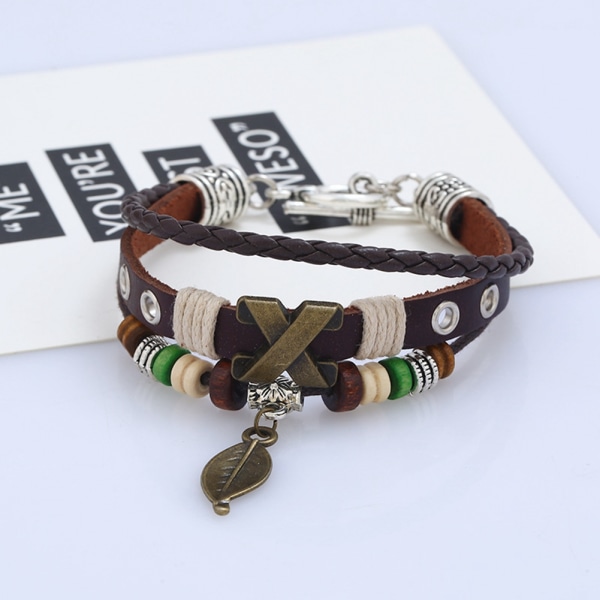 Unisex klassiskt vävt armband armband faux kohud flätat armband tillbehör