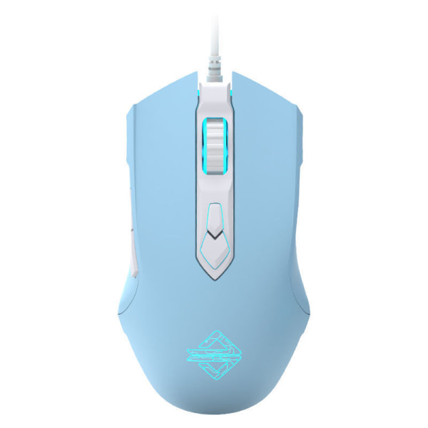AJ52 Watcher RGB Gaming Mouse, Programmerbar 6 knappar, Ergonomisk LED-bakgrundsbelyst USB Gamer-mös Dator Bärbar PC, för Windows Mac OS Linux, Blå