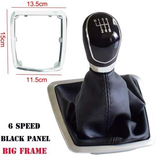 Manuaalinen 6-vaihteinen sopii Ford Focus 2 MK2 FL C-MAX 2006-2011MK3 MK4 MK7 Galaxyyn nahkaisella pölysuojalla - Musta - 6-vaihteinen