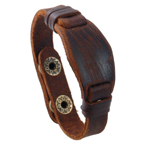 Män enkel handgjord vintage vävd armband tryckknapp armband gåva