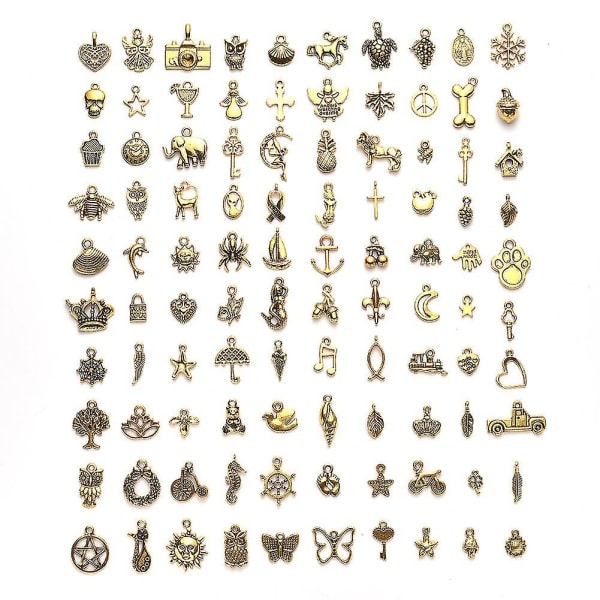 100 st tibetansk antik guldberlock blandade hängen diy för armband halsband Smycketillverkning och hantverk, barn, manlig