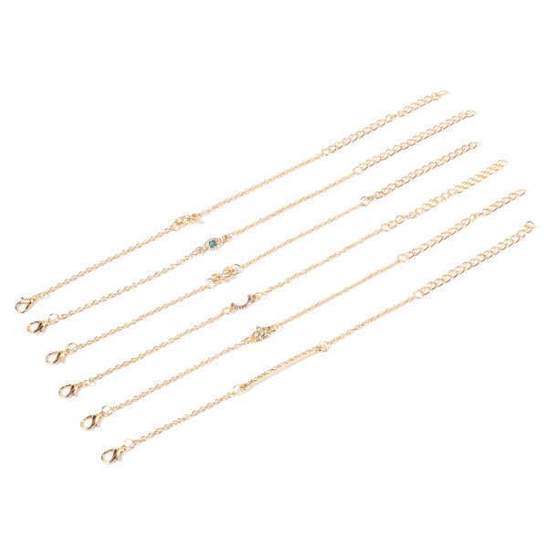 6st Kvinnor Rhinestones Smycken Tillbehör Multi Layers Slim Armband Set