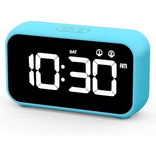 LED digital väckarklocka med snooze-funktion, 2 larm, 12 24H USB uppladdningsbar spegelyta för kontor i sovrummet