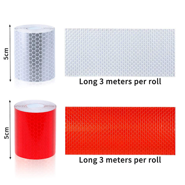 Reflekterende tape Vandtæt til køretøjer, 2 pakke 5cm*3m højintensive reflekterende advarselsmærkater, reflektorbånd