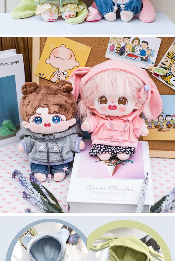 2 stycken, för 20 cm docka, Pink Candy Sweater + Confession Bear Overall utan docka