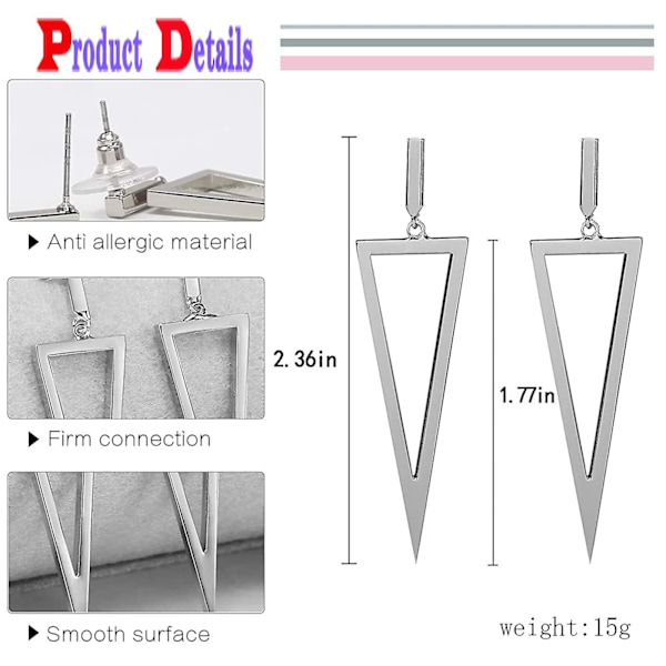 Triangel Dangle Drop Örhängen Metall Geometrisk Form Örhängen Smycken För Kvinnor Tonårstjejer,barn,kvinna