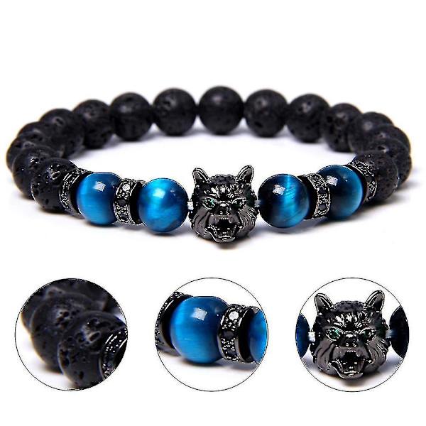 Men's Bead Armband Black Wolf Head Energy Vintage Armband,barn,hane