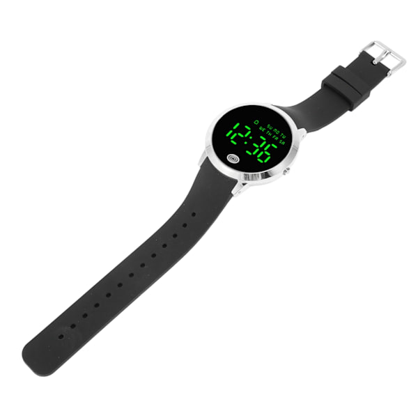 Digital vattentät watch Multifunktionell Snygg färgpekskärm Nedräkningstimer 12 24 timmar watch Black Shell Black Belt